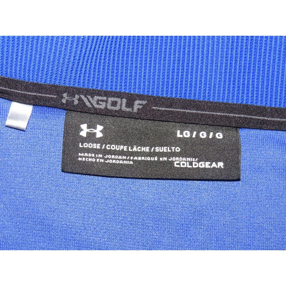 Under Armour Cold Gear GOLF Blue Knit Collared Snap Athletic Jacket Men's Large - Picture 7 of 7